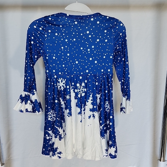 SHEIN Blue and White Snowflake Kids Dress - Picture 5 of 5